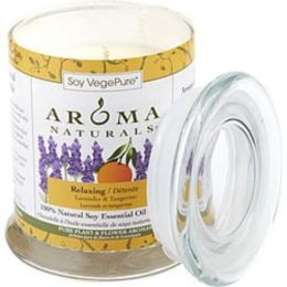 Relaxing Aromatherapy By Relaxing Aromatherapy One 3.7x4.5 Inch Medium Glass Pillar Soy Aromatherapy Candle.  Combines The Essential Oils Of Lavender