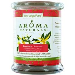 Romance Aromatherapy By Romance Aromatherapy One 3x3.5 Inch Medium Glass Pillar Soy Aromatherapy Candle.  Combines The Essential Oils Of Ylang Ylang &
