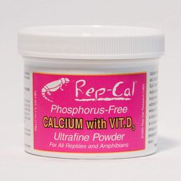 Rep-Cal Research Labs Phosphorous-Free Calcium with Vitamin D3 Ultrafine Powdered Supplement 3.3 oz