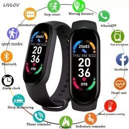 Unisex M6 Fitness Tracker; Smart Watch With Heart Rate Sleep Blood Oxygen Monitor; IP68 Waterproof Watch; Step Calorie Counter Pedometer For Android I (Color: Black)